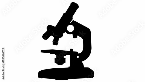Photos Silhouette image of a laboratory microscope for scientific research and experime