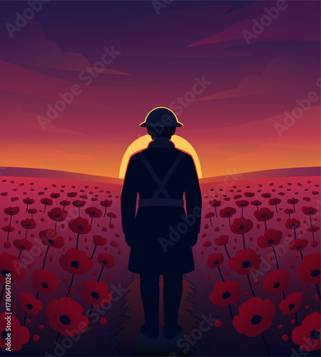 Remembrance day poster, Lest We forget 11 November greeting banner or card of poppy flowers, Social media post, greeting, Trypography design, poster or banner of remembrance day, Vector illustration