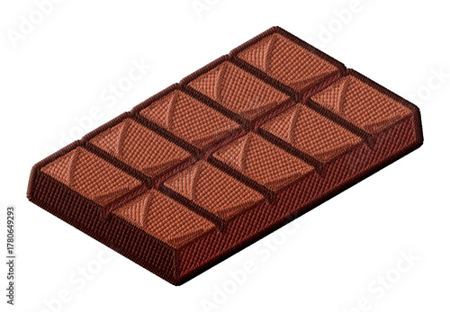 Stylized chocolate bar embroidery patch illustration isolated on transparent background