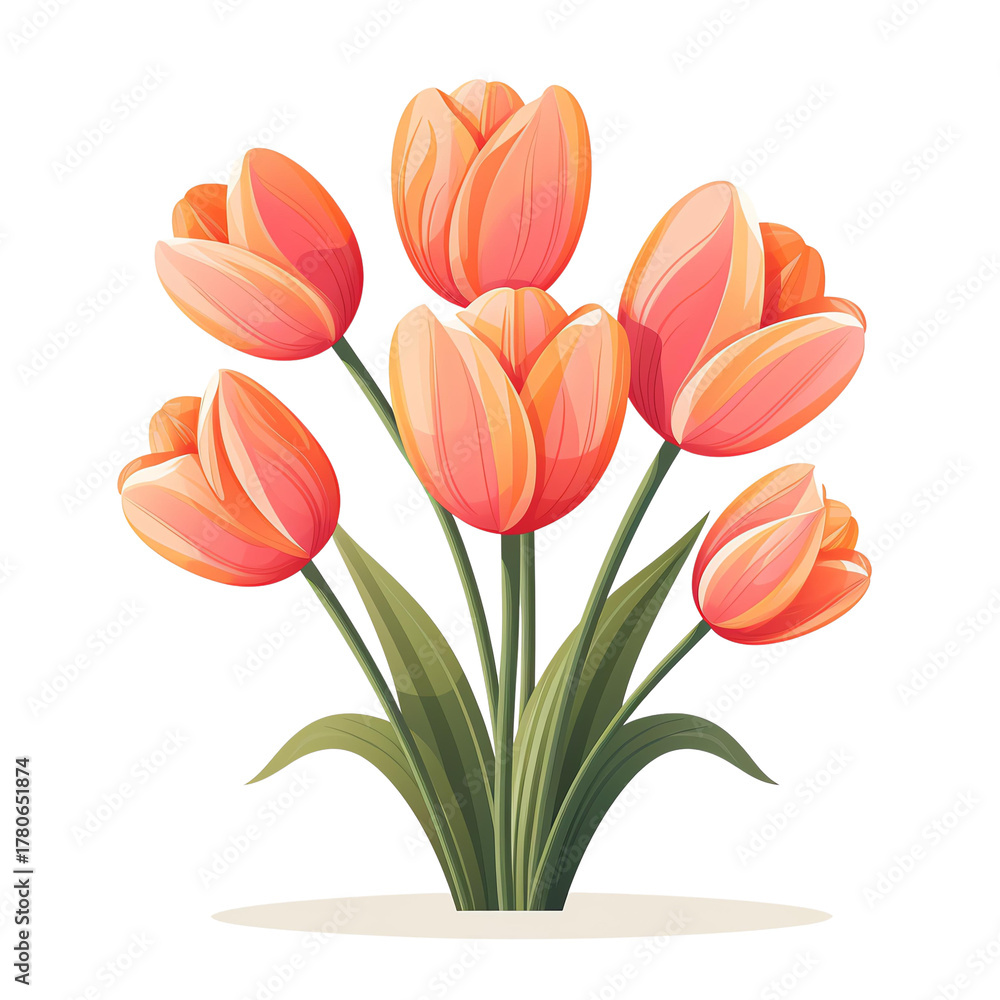 Naklejka premium A vibrant bouquet of pink tulips, symbolizing love and spring, perfect for floral decorations or nature-themed designs.