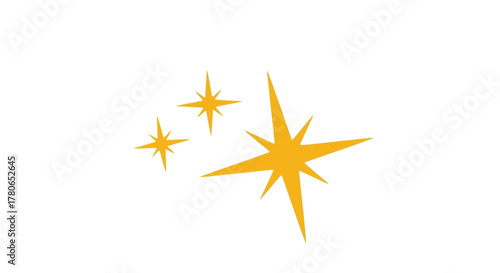 Celestial Sparkles A Trio of Golden Stars Illuminating the Night