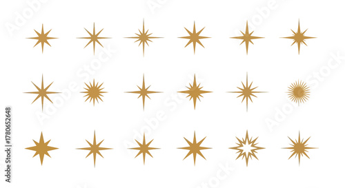Golden Starburst Collection A Diverse Set of Star Elements for Elegant Designs