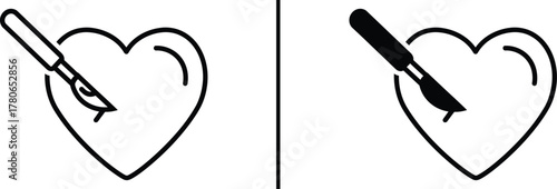 Heart Surgery Icon – Scalpel and Cardiology Medical Procedure Illustration