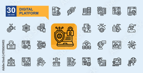 Prime Line — Digital Platform Icon Set
A collection of modern line icons designed for technology platforms, Smart Contract, SEO, Responsive Design, Quantum Computing, Open Source and more