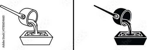 Molten Metal Pouring Icon – Foundry Casting and Metalworking Illustration