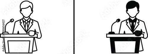 Speaker at Podium Icon – Public Speaking and Presentation Illustration