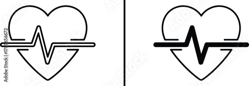 Heart with ECG Line Icon – Medical Heartbeat Illustration