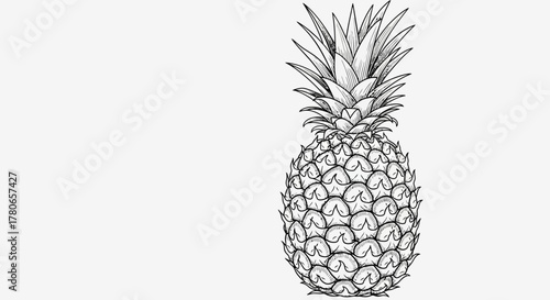 Exotic pineapple illustration with fine graphic details and texture