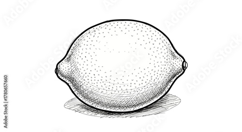 Hand Drawn Lemon Fruit with Sketch Style on the White Background