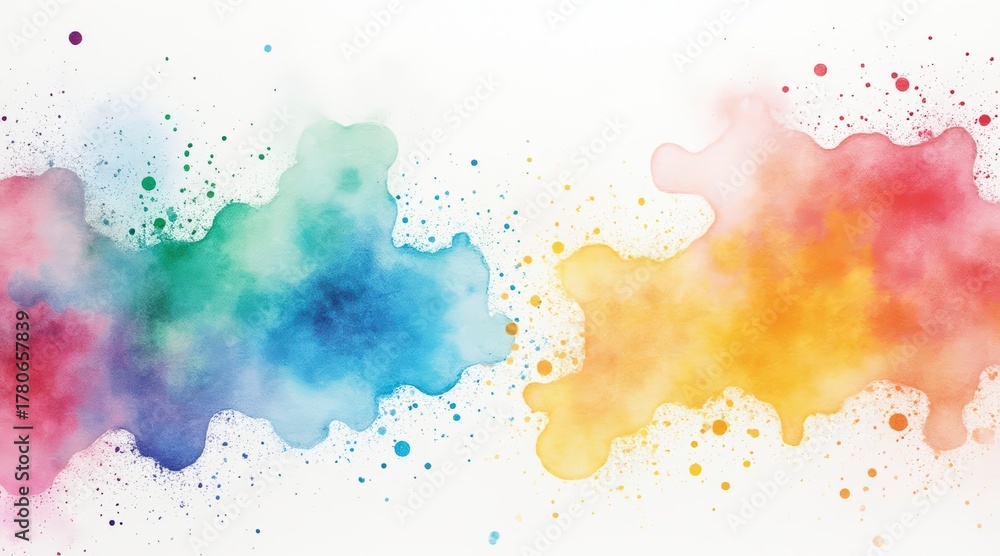 Obraz premium Vibrant rainbow watercolor splatter background abstract art