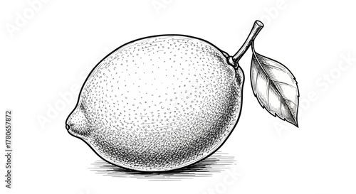 Hand-drawn vintage lemon illustration isolated on white background art