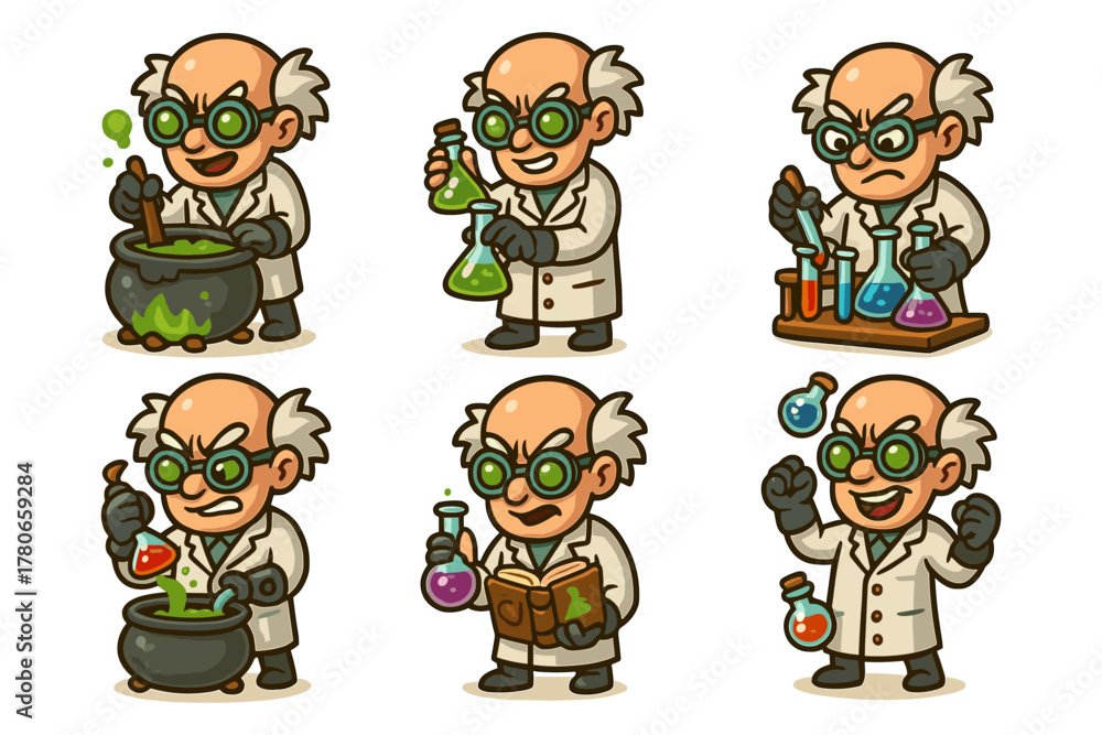 Fototapeta premium Scientist cartoon icons ,science, chemistry, experiment, lab, research