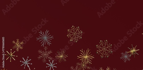 Festive snowflakes over red...