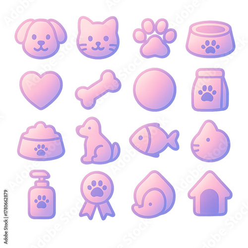 Cute Pet Icons A Whimsical Collection of Animal Care and Companionship Symbols