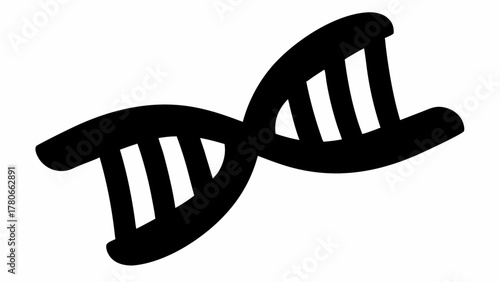 Illustration of a black dna double helix structure with connecting lines on a white background view