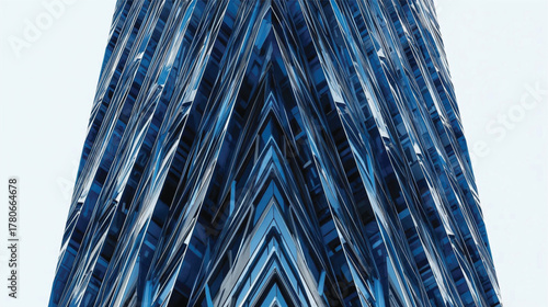 Modern Business Tower with Abstract Patterned Façade, Futuristic Architecture Illustration