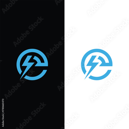 Letter E electric energy logo