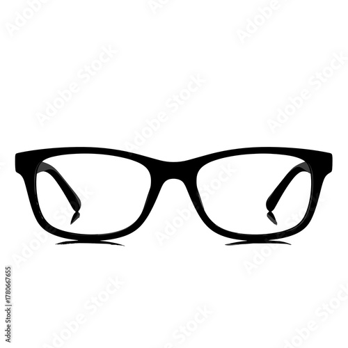 Black eyeglasses on white background  