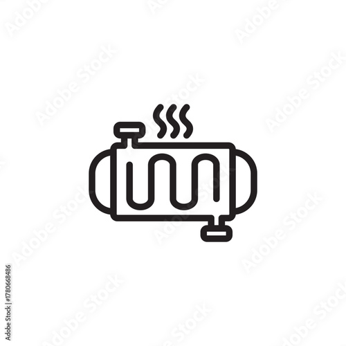 Heat exchanger icon symbolizing thermal energy transfer and process temperature control, representing modern industrial efficiency, specialized chemical engineering, and controlled thermal systems.