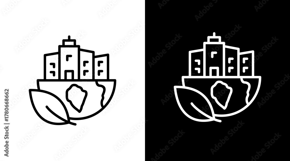 Fototapeta premium Green City White Icon Set Design