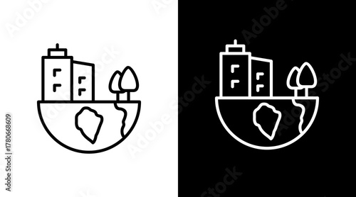 Green City  White Icon Set Design