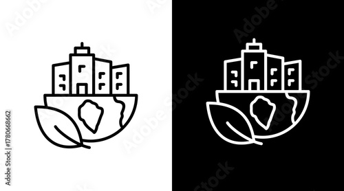 Green City  White Icon Set Design