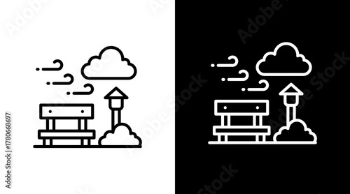 Green Space  White Icon Set Design