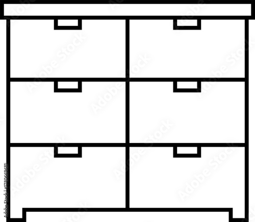 Cabinet vector icon office furniture, drawer storage, archive box, and file organizer, cupboard and filing cabinet in black, line style vector illustration