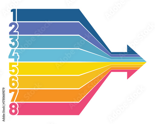 Colorful numbered arrow diagram pointing forward for business process steps, great for presentations or explaining stages in a clear visual way