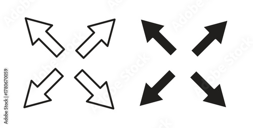 Expand arrows icon. Symbol, logo illustration. graphic icon set