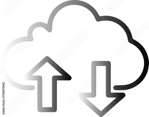 Trendy glyph icon representing cloud transfer gateway vector