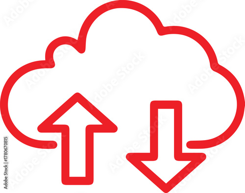 Data transfer gateway red color vector