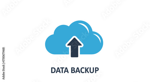 Cloud data backup symbol with an upward arrow illustration