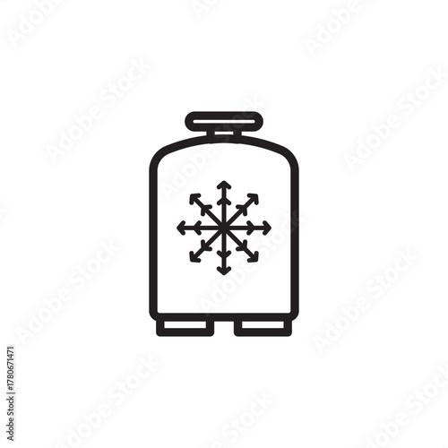 Cryogenic storage icon symbolizing low-temperature containment of liquefied gases, representing modern energy logistics, specialized refrigeration engineering, and controlled cold chain systems.