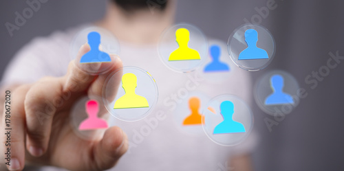 Tableau sur toile Concept of teamwork and communication in the digital world