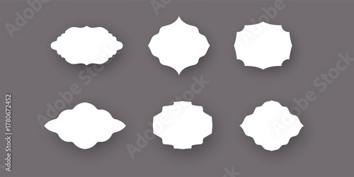 Set of Decorative White Labels and Frames with Shadows