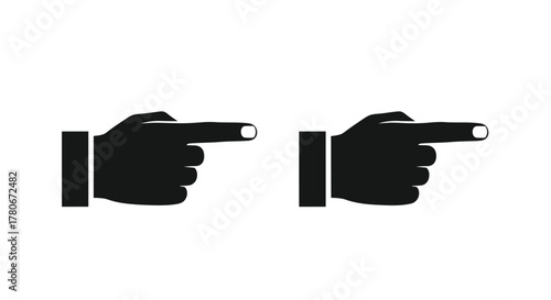Two black hands pointing to the left simple graphic design element