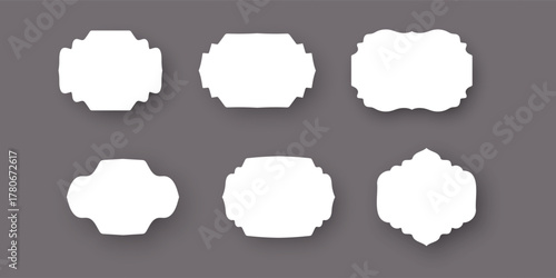 Set of Decorative White Labels and Frames with Shadows