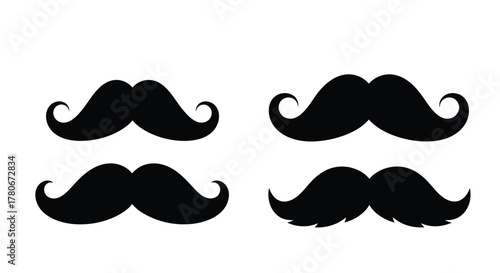 Four black mustache silhouettes arranged on a plain white background