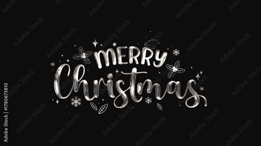 Sparkling silver text animation reads merry christmas on transparent ...