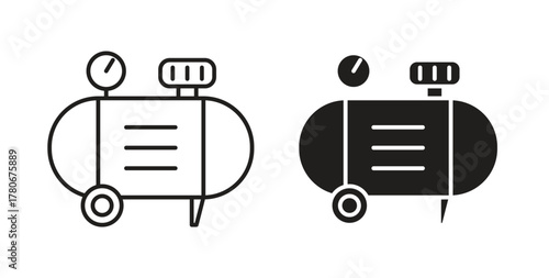 Compressor icons with simple flat and thin stroke style