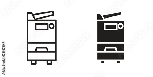 Copy Machine icons with simple flat and thin stroke style