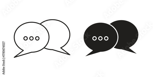Conversation icons with simple flat and thin stroke style