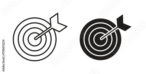 Darts icons with simple flat and thin stroke style