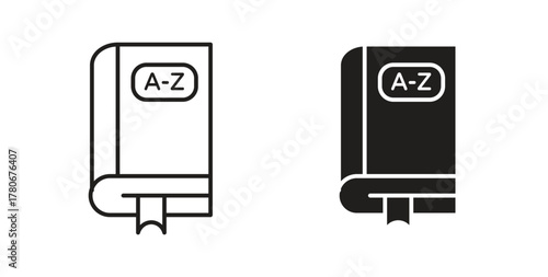 Dictionaries icons with simple flat and thin stroke style