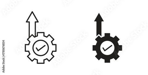 Efficiency icons with simple flat and thin stroke style