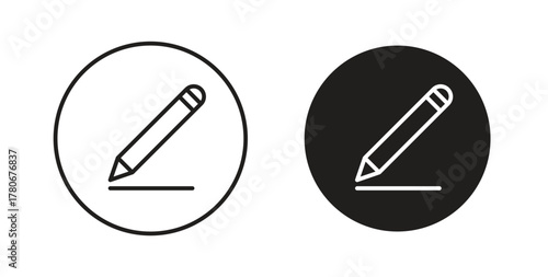 Edit text icons with simple flat and thin stroke style