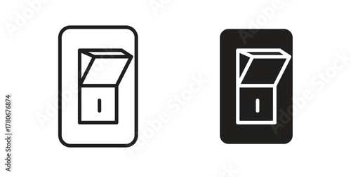 Electric switch icons with simple flat and thin stroke style