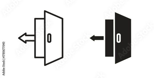 Exit icons with simple flat and thin stroke style