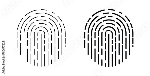 Fingerprint icons with simple flat and thin stroke style